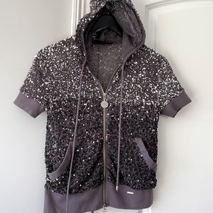Patrizia Pepe Italian Sequined zip up hoodie